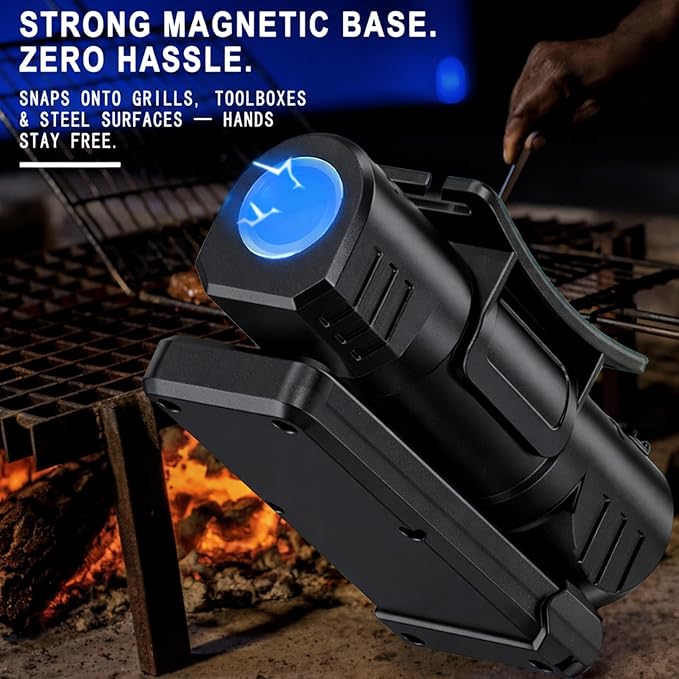 Grill Lights Men Gift Ideas - Magnetic Flashlight BBQ & Smoker Outdoor Kitchen Accessories, Birthday Valentine Fathers Day Stocking Stuffer, Portable Work Headlamp for Camping Repair Barbecue (1-Pack)