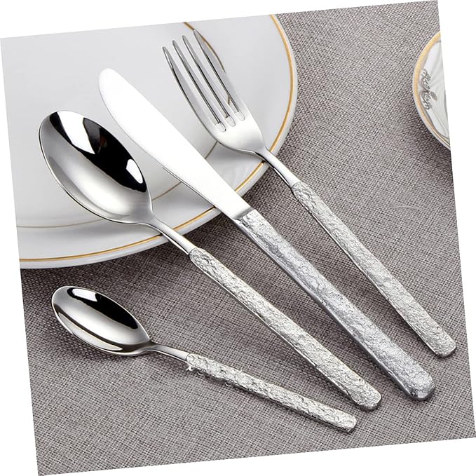 1 Set Household Heavy Mirror Dinnerware Dishwasher Tableware Dinner Forks Outdoor Spoon Kitchen Knives Safe Cutter Travel Duty Serving Stainless Home Knife Steak for Kit Camping Kitchenware