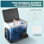 EUHOMY 12 Volt Refrigerator, 53QT(50L) Electric Cooler, Portable Freezer 12V/24V DC 100-240V AC, 12V Fridge -4℉~68℉, 12V Cooler with Wheels & 2 Baskets for Travel,Camping,Truck,Boat