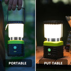 3PCS 3200K Warm Light LED Camping Lantern Rechargeable 1000LM, 4500mAh Power Bank, Flashlight for Hurricane Emergency, Hiking, IP44 Waterproof Lantern(Green)