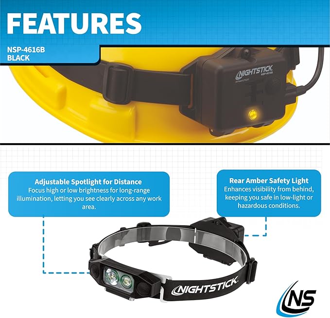 Nightstick NSP-4616B Low-Profile Dual-Light™ Headlamp, Black