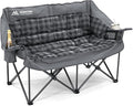 Double Camping Chair Padded 2 Person Camping Chair Camping Loveseat - Heavy Duty Oversized Camping Couch for Adults Outdoor Lawn Beach - Portable Folding Sofa with Cup Holders and Carry Bag, Grey