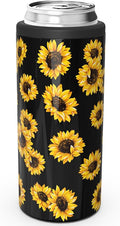TILUCK Skinny Can Cooler for Slim Beer & Hard Seltzer, Stainless Steel, Doucle-Walled Stainless Steel Insulated Slim Cans, Standard 12 oz (Sunflower)