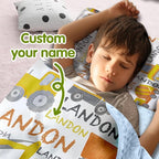 Personalized Toddler Nap Mat for Preschool, Custom Name Kids Sleeping Bag for Daycare, Kindergarten Roll Up Sleeping Mat with Removable Pillow and Soft Blanket, Fun Themes for Boys & Girls