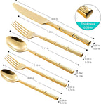 Silverware Serving Set Gold Flatware Set Stainless Steel Bamboo Handle Cutlery Set Mirror Polished 65 Pieces for Home Kitchen Restaurant Hotel Wedding Housewarming Gift Service for 12