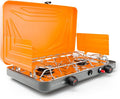 GSI Outdoors Selkirk 460+, Portable Outdoor Camping Stove, 2-Burner Propane Grill, 14,000 BTU High-Output Adjustable Burners, Integrated Igniter and Wind Guards