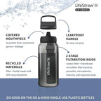 LifeStraw Go Series – BPA-Free Water Filter Bottle for Travel and Everyday Use, Removes Bacteria, Parasites and Microplastics, Improves Taste, 1L Nordic Noir