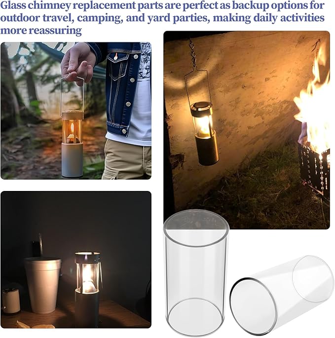 2-Pack Compatible Replacement Glass Chimney for UCO Candle Lantern, Durable & Heat-Resistant Glass for UCO Lantern Accessories