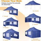 COBIZI Canopy 10x20 Pop Up Canopy Tent with 6 Sidewalls, Waterproof Commercial Canopy Ez Outdoor Instant Gazebo Easy to Set up Event Shelter, Garden Tents for Parties with Sandbags, Dark Blue