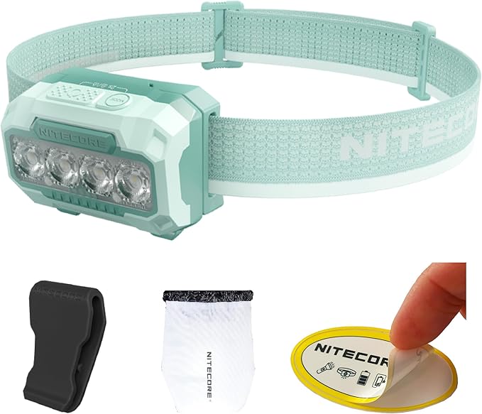 Nitecore HA23 UHE 600 Lumen Camping Headlamp, Lightweight, Bright with 3X AAA Batteries Multiple Color Temperatures, Red Light Sticker (Green)