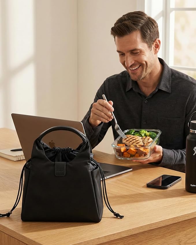 EACHY Lunch Box for Women, Insulated Lunch Bag for Men, Reusable Lunch Tote Cute Cooler Bag Soft Lunchbox for Work, Travel, Camping, Picnic