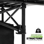 Magshion 37" Folding Camping Table with Large Storage Basket & with Carry Bag, Aluminum Picnic Table for Indoor Outdoor Camping Backyard BBQ Use, Black