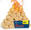 Fire Starter 150Pcs - Extra Long 12min Natural Fire Starters for Grill, Fireplace, Camping & Survival Kit | Waterproof, Odorless, Safe for BBQ/Pizza Oven/Chimney (Indoor & Outdoor)