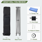 Easy Setup Pop Up Canopy Instant Portable Shelter, 500D Top Fabric, Hexagonal Steel, Easy Outdoor Sun Shade for Events