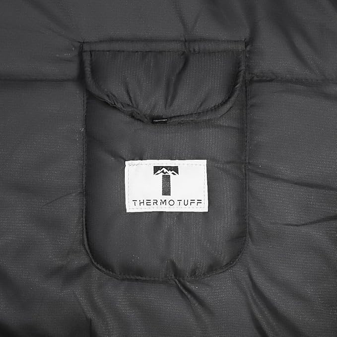 Thermotuff Wearable Sleeping Bag with Dual Hoodie, Zippered Arm Holes, Pockets & Adjustable Drawstring - Ideal for Camping, Cold Weather Hiking, and Stadium Sak Blanket