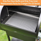 BQMAX Drip Pan Heat Baffle with 6 Pack Drip Tray Liners Replacement Parts for Traeger Pro 22 Series Pellet Smoker Grills, Lil Tex Elite 22, Lil Tex, Lil Tex Elite, Traeger BAC012, BCA070, BAC507