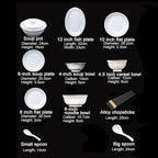56 Pieces Dinner Set, White Porcelain Bone China Combi-Set Tableware Set with Cereal Bowl Bowls Dessert Plates Soup Plates Dinner Plates with Gold Rim Service for 10 People