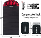 Cold Weather Sleeping Bag 100% Cotton Flannel XXL for Adults Big and Tall,Free Compression Sack