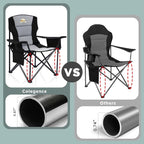 Oversized Folding Camping Chairs - 450 LBS Support Heavy Duty Camp Chair with Padded Cushion, Portable Outside Chairs with Carry Bag，Cooler, Cup Holder for Outdoor, Lawn, Sports - Black