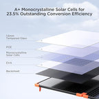 100W Portable Solar Panel, Foldable Tempered Glass Solar Panel Kit with 20A PWM Controller for 12V Battery&Power Station, IP68 Waterproof 23.5% Efficiency for RV, Camping & Off-Grid