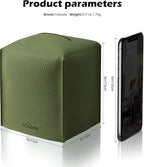 Tissue Box Cover for PU Leather, Modern Simple Solid Color Holder Square Tissue Bag, Ideal for Bathrooms,Office,Car,Nightstand,Outdoor Tent,Dining Table,5"X5"X5", Single Green