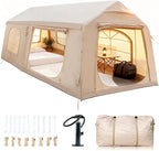 Inflatable Tents for Camping, Blow Up Tent with Hand Pump, Easy Setup Inflatable Hot Tent with Stove Jack, Waterproof Oxford Air Glamping Tents for Camping Adult 4 Person Upgrade Version