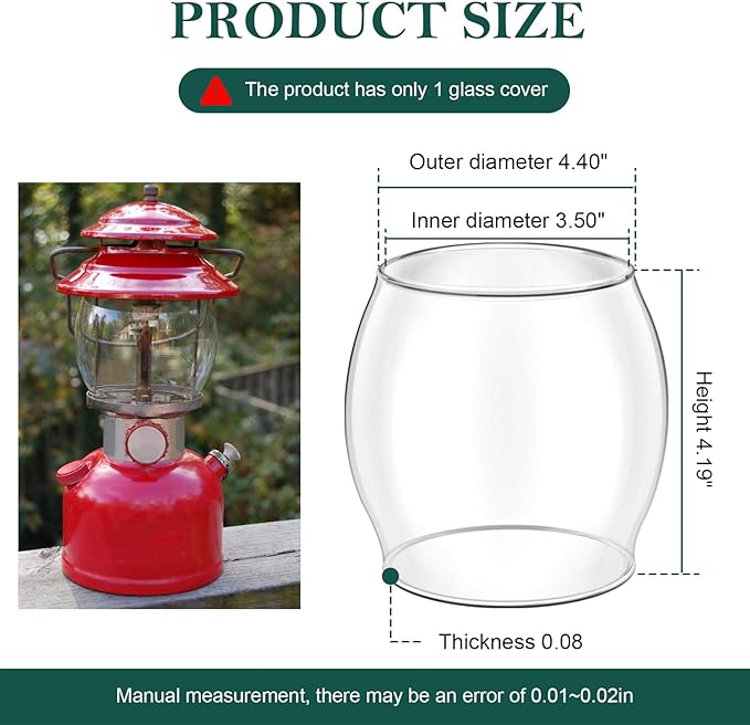 Lantern Glass Replacement for Coleman 200a Globe,Replace R690B051,Glass Globe for Fueled Lanterns for Coleman,Kamplite,JC Higgins,Optimus,Unimet,Ashflash Vintage Lanterns,Camping Lantern Accessories
