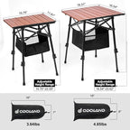 Odoland Folding Camping Table, Adjustable Height Small Portable Picnic Table with Storage Bag for Outdoor Camp, Cooking, Beach, Travelling, Backyards, Fishing