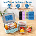 4pcs Ice Packs for Lunch Boxes & Coolers -Slim Reusable Space Saving Cooler Ice Packs,Water Absorption (6”x4”x0.7”) - Multi-Colored, Non-Toxic Cooler for Picnic,Sports & Camping