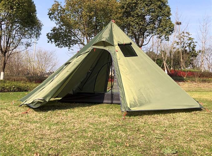 DANCHEL OUTDOOR Backpacking Hot Tent with Stove Jack, 4 Season Lightweight Tipi Tent for 2/4/6 Person Winter Camping Hunting, 10.5FT-16.4FT