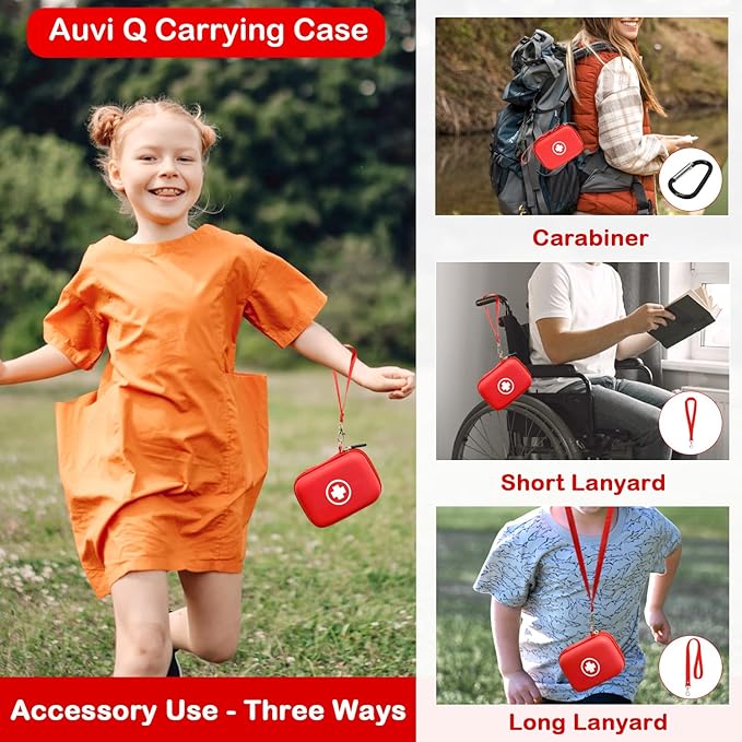 Fukumi Auvi Q Carrying Case,Portable Medicine Emergency Bag for 2 Auvi-Q Auto Injectors,Asthma Inhaler,Nasal Spray,Allergy Medicine,First Aid,Hard Travel Case with Carabiner and Lanyard,Bag Only