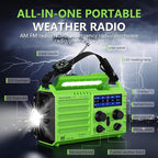 NOAA-Certified Emergency Weather Radio, AM/FM Portable Solar Hand Crank Powered with Flashlight & Reading Lamp for Emergency, Rechargeable Battery, SOS Alarm, Cell Phone Charger for Outdoor & Home Use
