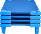 VEVOR Stackable Kiddie Cot, Pack of 4, Portable Toddler Nap Cots, Standard Size 52" L x 23" W Daycare Cots for Kids, Preschool Classroom Daycare Beds for Sleeping, Resting, Naptime, Blue