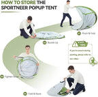 Sportneer Camping Tent: 2 Adults Pop Up Tent with Rain Fly and Carrying Bag - All-Weather Shelter for Camping Backyard Sleepover & Beach, 2 Doors, 3 Top Meshes, Easy Set Up, Size 110''x78''x51''