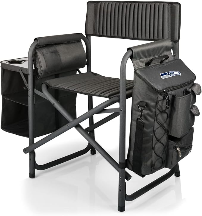 Picnic TIME NFL Unisex-Adult NFL Fusion Camping Chair with Side Table and Soft Cooler, Beach Chair for Adults, Lawn Chair