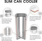 TILUCK Skinny Can Cooler for Slim Beer & Hard Seltzer, Stainless Steel, Doucle-Walled Stainless Steel Insulated Slim Cans, Standard 12 oz (Glitter Black)