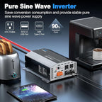 2000 Watts Pure Sine Wave Inverter 12V DC to 110V/120V AC Converter, 4000W Peak, LCD Remote Control, 4 AC Outlets, USB & Type-C – for RV, Truck, Off-Grid Solar, Emergency Power Backup