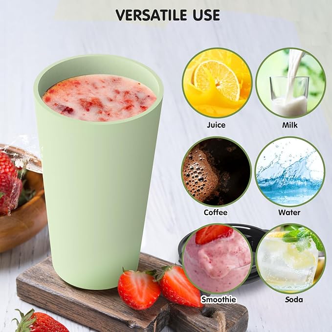 4 Pack Plastic Travel Coffee Mug Set, 20 oz Spill Proof Drinking Cups with Lids, Pobtable to Go Camping Coffee Tumbler Reusable Coffee Mugs with Lids, Dishwasher & Microwave Safe