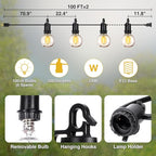 ZJOJO 200FT Outdoor String Lights, G40 Globe Outdoor Lights with 100 Shatterproof LED Bulbs 2700K, IP65 Waterproof Patio Light String Lights for Outside Backyard Porch Party