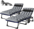Barbella Folding Lounge Chair with Mattress, 4 Position Adjustable Folding Sleeping Bed Cot Patio Chaise Lounge Chairs Perfect for Sunbathing, Camping, Pool, Beach, Patio