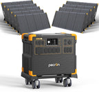 PECRON Portable Power Station E3800 LFP with 9x300W Solar Panels, 3840Wh LiFePO4 Battery, 4200W Solar Generator, Expandable to 53.76kWh Power Station Backup, Fast Charging for Home Emergency, Camping