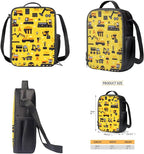 Excavator Backpack with Lunch 2Nd Grade Backpack Boys Lightweight Trendy Kids Bookbag with Lunch Box Boys 4 Piece School Bag for Boys 7-8 Daypack Travel Hiking Outing Camping
