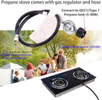 Hothit Portable 2 Burner Propane Stove Gas Cooktop, 28600 BTU Tempered Glass Auto Ignition for Outdoor Kitchen, Camping, RV, Small Apartment