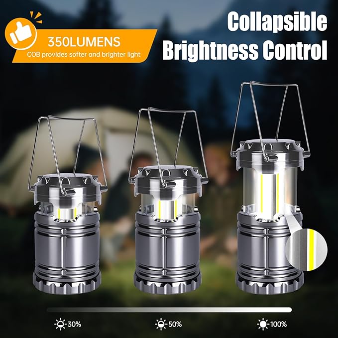 KUNHE LED 60 Pack Camping Lantern Battery-Operated (Includes 180 AA Alkaline Batteries) 350 lumens IPX4 Waterproof Lanterns for Power Outages Emergency Hurricane Storm Outdoor Camping