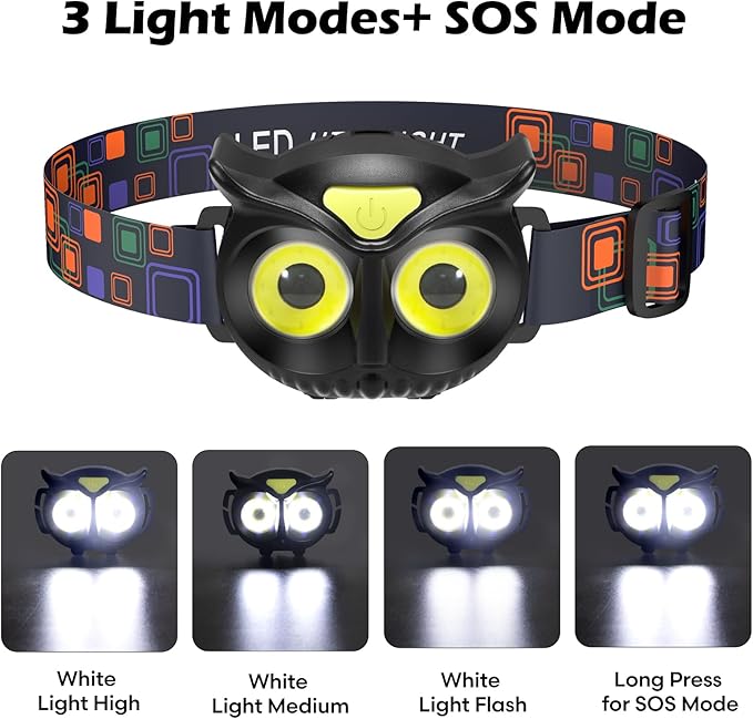 Lsnisni Kids Headlamp,LED Head Lamp with 4 Modes,IPX5 Waterproof Head Lights for Forehead,Head Flashlight for Adults and Kids Outdoor Camping Hiking Running,3 AAA Batteries Included