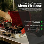 GasOne Portable Camping Stove – Double Propane Stove with Auto Twist Turn Ignition – 22,000 BTU Camping Cooktop with 2 Burners and Wind Guard – Ideal for Tailgating, Fishing, Travel, Red