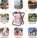 Kikerike Backpack Stool Cooler Chair Heavy Duty 300 LBS Max Load Portable Lightweight Stool Backpack Folding Fishing Cooler Seat for Camping Hunting Fishing