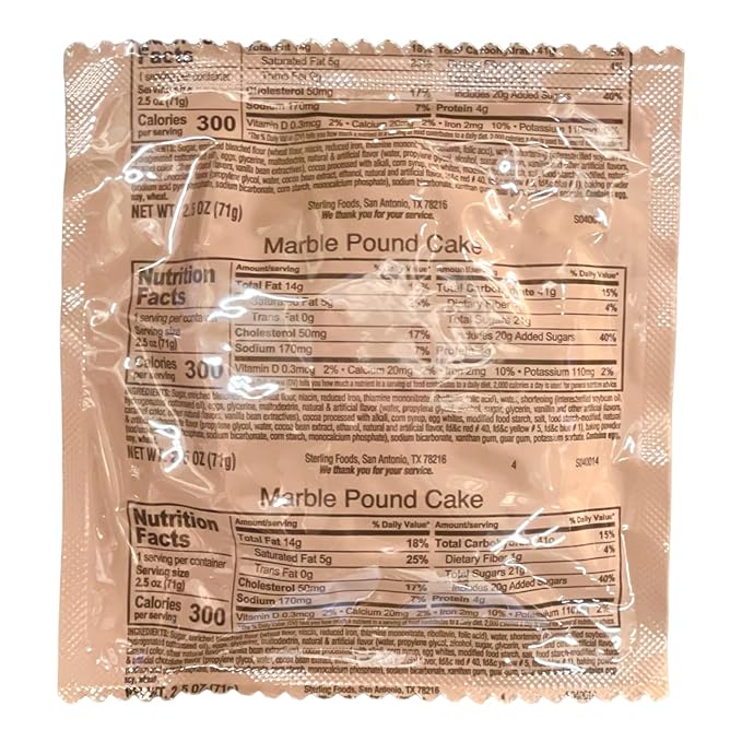 MRE Depot MRE Desserts Pound Cake Combo – 12 Pack of Ready-to-Eat Emergency Food – Includes Applesauce, Vanilla, & Marble Cake Flavors – 2.5 oz Each – Long Shelf Life Food & No Refrigeration Needed