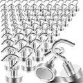 MIN CI 68Pack Super Strong Magnetic Hooks, 25lbs Heavy Duty Magnetic Hook for Hanging, Rare Earth Neodymium Magnet Hooks, for Cruise Ship Camping Grill Kitchen Fridge Garage Wall
