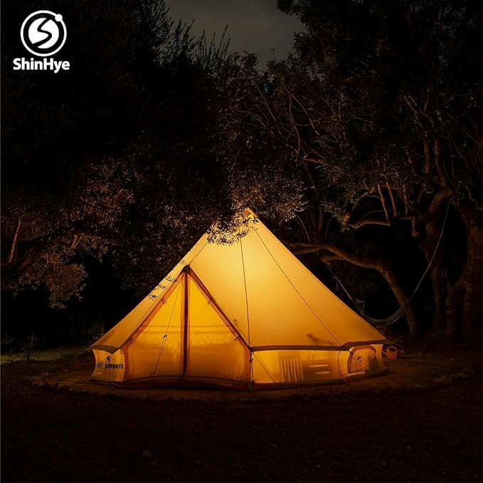 Canvas Bell Tent Yurt Tent 4 Seasons for Camping 100% Cotton Glamping Tents with Stove Jack, Family Camping Outdoor Hunting Party